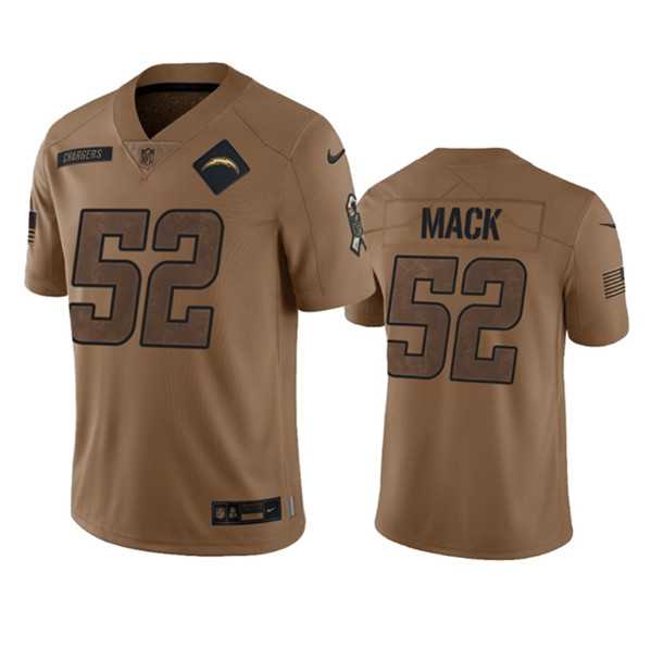Men%27s Los Angeles Chargers #52 Khalil Mack 2023 Brown Salute To Service Limited Football Stitched Jersey Dyin